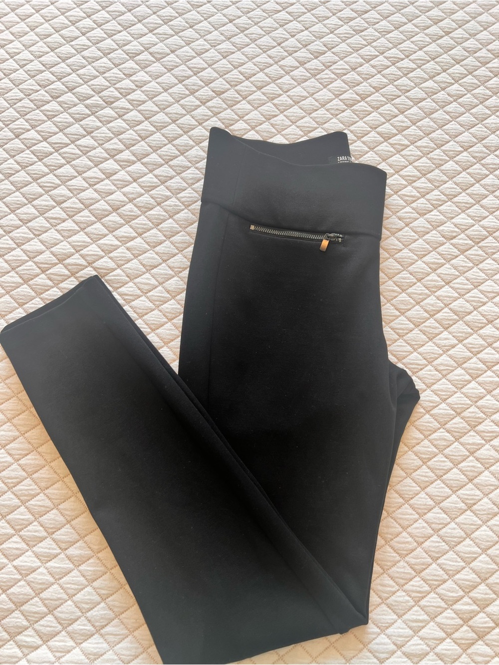 Zara Black Zip-Detail Legging Pants NWOT